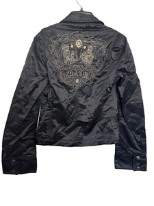 Diesel Black Embroidered Jacket Womens L Cotton/Polyester - Picture 1 of 4