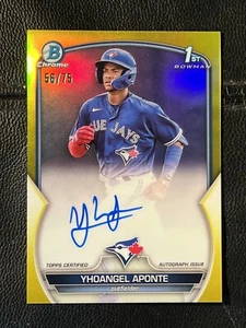 YHOANGEL APONTE 2023 Bowman Chrome Yellow Refractor Auto 56/75 1st - Picture 1 of 2