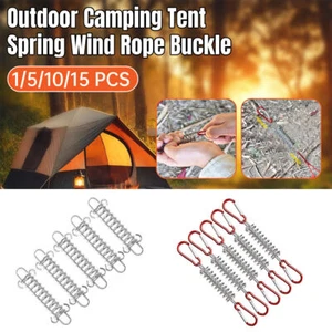1-15PCS Outdoor Camping Tent Spring Wind Rope Buckle Fix Hook Buckles Sliver Red - Picture 1 of 27