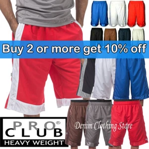 1 NEW PRO CLUB MEN HEAVYWEIGHT BASKETBALL STYLE MESH SHORTS PANTS SIZE S - 7XL - Picture 1 of 12