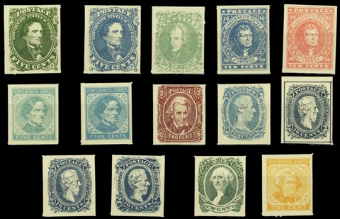 CSA Complete Set of 14 SPRINGFIELD REPRINTS of First Confederate Stamps Cover