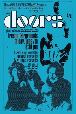 THE DOORS HUGE Concert POSTER 3x5 fabric Banner with Grommets!  at Fresno - Image 1 of 3