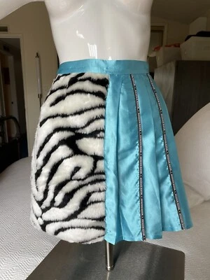 AW'13 Nasir Mazhar Runway Y2K zebra falsa bebê azul cetim plissado minissaia Bratz - Imagem 1 de 4