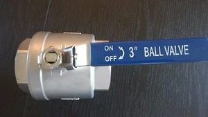 NEU Edelstahl 3" Kugelhahn, Vollanschluss, abschließbarer Hebel, NPT, 1000WOG. - Bild 1 von 11