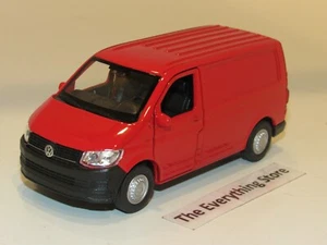 WELLY VOLKSWAGEN VW TRANSPORTER T6 PANEL VAN BRIGHT RED 4.5 INCHES FREE SHIP - Picture 1 of 4