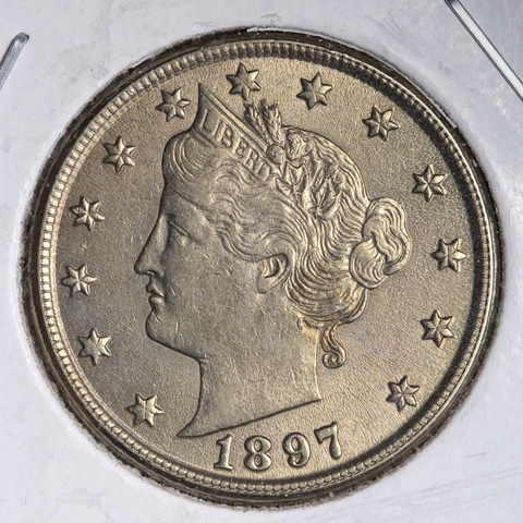 1897 Liberty V Nickel CHOICE BU *UNCIRCULATED* MS E109 GCCR Cover