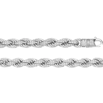 Argento Sterling Corda Bracciale Gemma Britannico Fatto 925 Marchiato 20.3cm 29g - Immagine 1 di 3