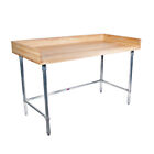Hard Maple Bakers Top Table W/Galvanized Open Base, Oil Finish 48Lx36w