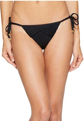 US$ 76. Parte inferior de biquíni Nanette Lepore feminina S origami vamp preta amarração lateral nova com etiquetas - Imagem 1 de 4