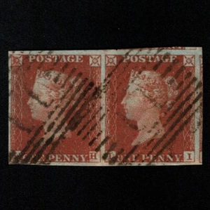 SG8 (BS41) 1d Red Imperf Plate 52 - Pair LH-LI - 4 Margin - Very fine - 11 Annan - Picture 1 of 2