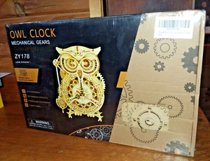 Thinas (ROKR) ZY 178 3D Wooden OWL CLOCK Puzzle w/Mechanical Gears ..NEW/SEALED - Picture 1 of 4