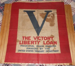 Antique Rare Original U.S. WWI Victory Liberty Loan LINEN Factory Banner Flag - Picture 1 of 7