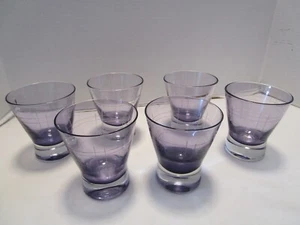 Vintage Barware 6 lila violette Glassteine geschliffenes Gitter schwerer Boden 8 Oz 1960er - Bild 1 von 15