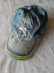 Ladies Denim Jeans "Sexy" Bling Bling Jewls Adjustable Baseball Cap Hat - Picture 1 of 10