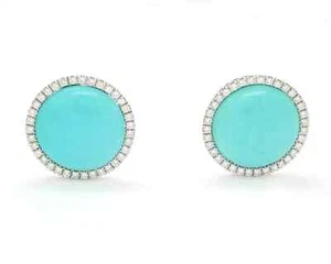 Orecchini Leo Pizzo oro con turchese e diamanti lusso autentici - Picture 1 of 2