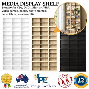 Oikiture Media Display Shelf 1044 CD/DVD Adjustable Wooden Shelving Storage Unit - Picture 1 of 25