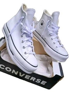 Women CONVERSE Chuck Taylor All Star Platform Leather (561676C), Size 8 White - Picture 1 of 6