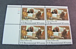 US Plate Block Stamp Scott# 2052 Treaty of Paris 1983 MNH  H254 - Picture 1 of 1