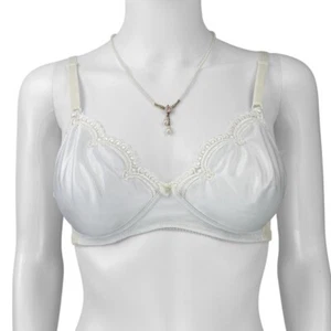 Vintage 80s Coquette White Lace Bra Sz 34B - Picture 1 of 4
