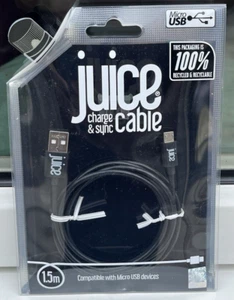 JUICE CHARGER CABLE LEAD 1.5M USB-A TO MICRO USB PS4 SAMSUNG HUAWEI SONY NOKIA - Picture 1 of 10