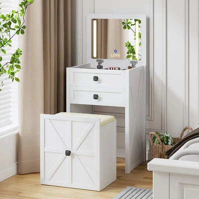 3 in 1 Vanity Desk with LED lights with Cushioned Stool Dressing table - Image 1 of 4