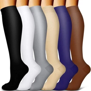 3x Wide Calf Stockings Plus Size Compression Socks 20-30 mmHg Women Men S/M L/XL - Picture 1 of 20