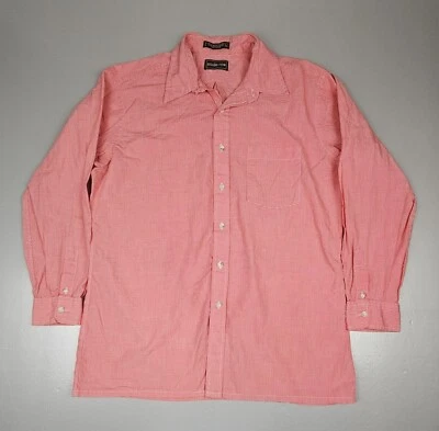 Savile Row Button Down Shirt Mens Large. Red Checkered Single Needle Tailored. - Image 1 of 4