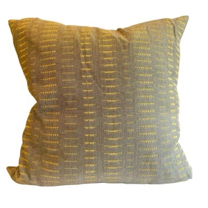 Crate & Barrel Yates Pillow Cover Insert Feather Down Yellow Gray 18” Excellent - Picture 1 of 14