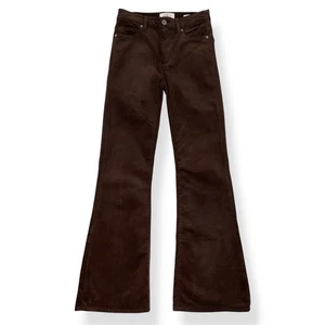 Frame Pants Women 24 (25x29.5) Brown Le Easy Flare High Waisted Stretch - Picture 1 of 16