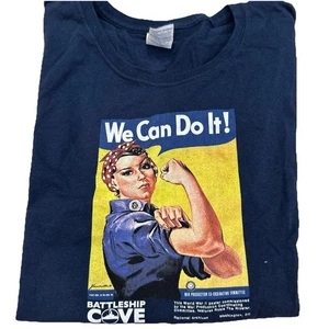 We Can Do It Rosie The Riveter Vintage WW2 Short Sleeve Graphic T-Shirt Xlg Navy - Picture 1 of 12