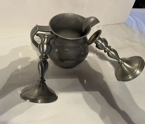 7" hohes Vintage Paar internationale Zinn Kerzenständer Halter silberfarben - Bild 1 von 9