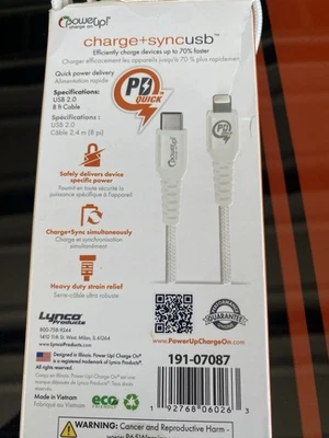 NEW Charge + Sync Cable USB Type C to Fast Connector iPhone iPad iPod 8 Ft - Image 1 of 2