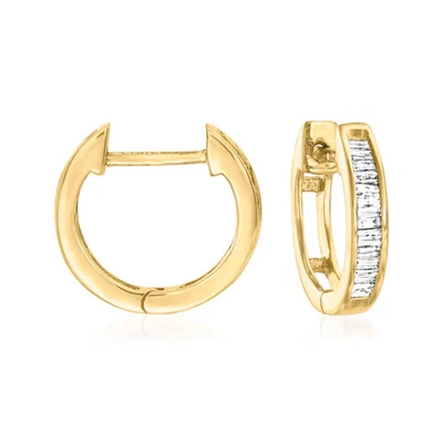 Ross-Simons Diamond Huggie Hoop Earrings in 18k Gold Plate 3/8 inches - Image 1 of 4