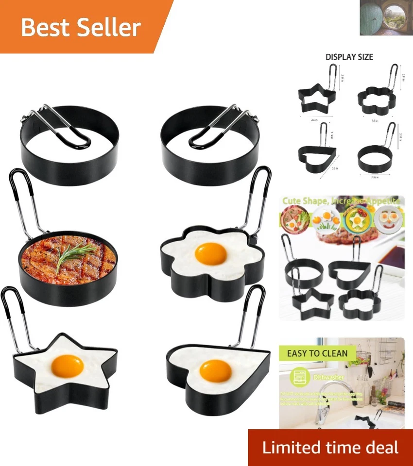 S&M 6 Pack Eggs Rings Stainless Steel Egg Cooking Rings Round Pancake Mold