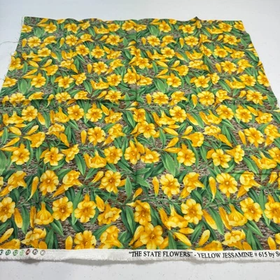 northcott quilting fabric cotton jasmine yellow state flower 615 22x44 - Image 1 of 4
