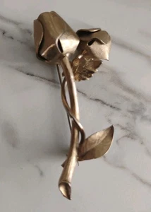 Vintage Brosche Anstecknadel goldfarben Rose Blume - Bild 1 von 6