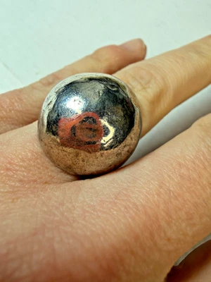 Sterling Silver Ring Domed Rustic Look Chunky Womens Size 6 or 5.5 H1 - Image 1 of 4