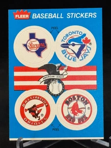 1989 Fleer Team Stickers #42 Texas Rangers, Blue Jays, Orioles, Boston Red Sox - Picture 1 of 2
