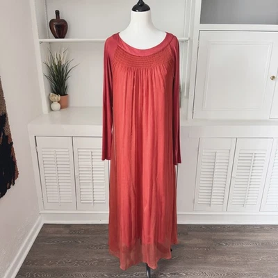 Soft Surroundings Burnt Orange Artemis Silk Chiffon Jersey Maxi Dress Size PS - Image 1 of 4