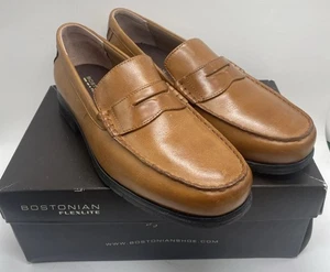 New Bostonian Flex Tan Leather Penny Loafers Dress Casual Slip On Shoes Mens 10W - Picture 1 of 14