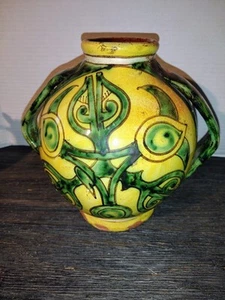 VTG Italian Studio Pottery Hand Painted Vase Artist Signed 536 Terracotta  - Picture 1 of 16