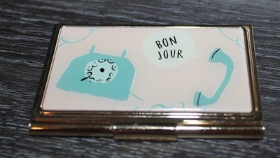 Kate Spade Lenox Snap ID Holder Business Card Case Bon Jour Blue Telephone - Image 1 of 3