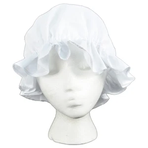 Colonial Amish Mob Cotton Hat Womens White Bonnet Poor Girl/Maid/Pilgrim Costume - Picture 1 of 3