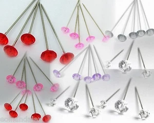 Diamante Diamonte pins 4cm pins. Wedding Buttonholes Bouquet - Picture 1 of 4