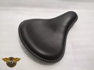 SOLO SEAT FOR HARLEY SPORTSTER BLACK LEATHER CUSTOM CHOPPER BOBBER - Picture 1 of 9