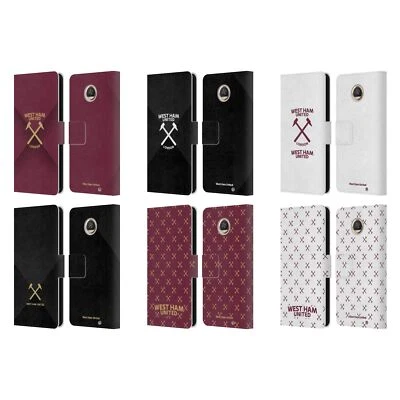 OFFICIAL WEST HAM UNITED FC HAMMER MARQUE LEATHER BOOK CASE FOR MOTOROLA PHONES - Image 1 of 4