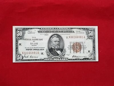 FR-1880K  1929  $50 Dallas Federal Reserve Bank Note FRBN *Extremely  Fine* - Image 1 of 2