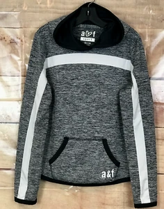 Abercrombie Fitch Unisex 13-14 Gray Hoodie White Stripe Accent Kangaroo Pocket - Picture 1 of 7