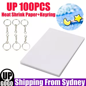 10x Heat Shrink Paper Film Sheets + 100x Keyring w Chain for DIY Pendants Making - Picture 1 of 17