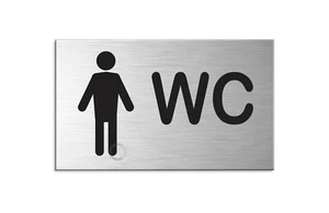 Schild - WC Herren Toilettenschild Aluminiumschild Edelstahloptik 6x10 cm skl. - Bild 1 von 1
